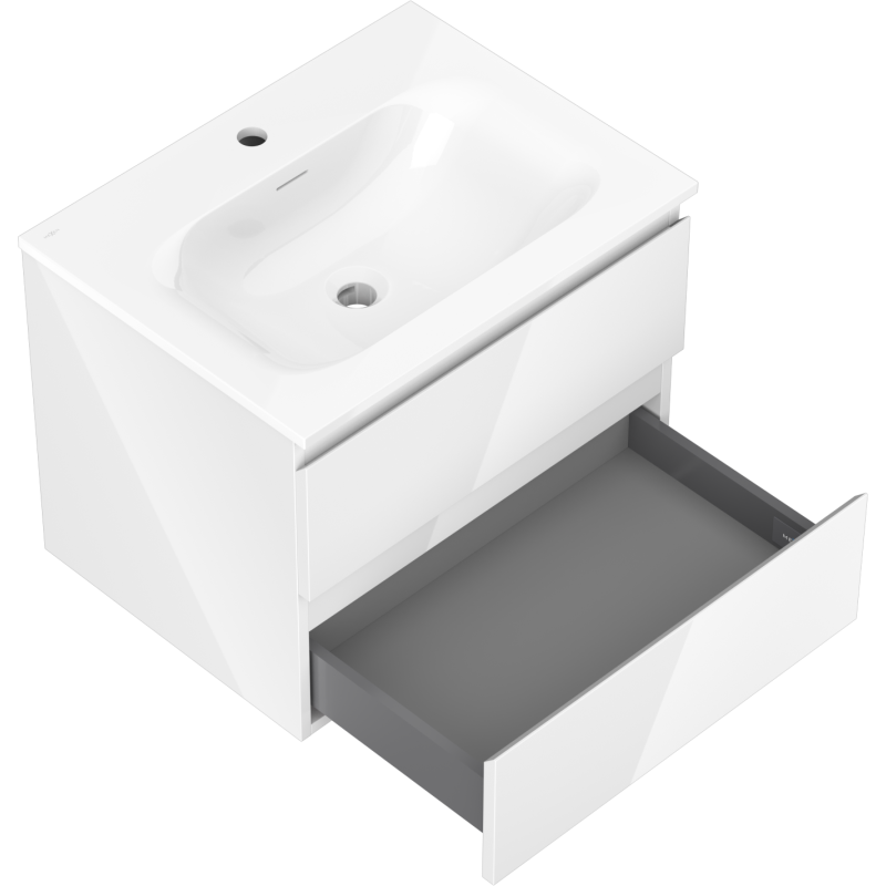 Mexen Orio armoire de salle de bain 60 cm avec lavabo Vela, 2 tiroirs, blanc brillant - 91A10-06047-2-BFF00-W23M00