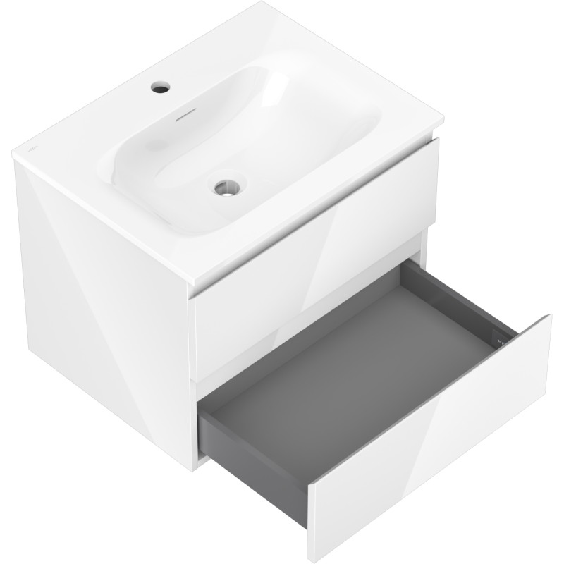 Mexen Orio bathroom cabinet 60 cm with Vela washbasin, 2 drawers, white gloss - 91A10-06047-2-BFF00-W23M00