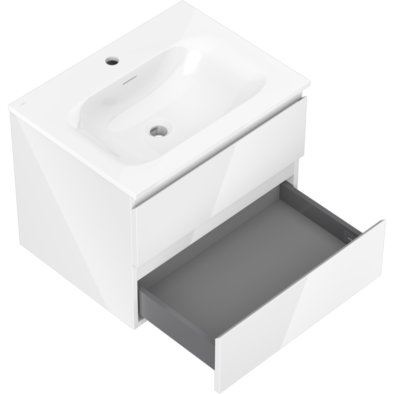 Mexen Orio mueble de baño 60 cm con lavabo Vela, 2 cajones, blanco brillo - 91A10-06047-2-BFF00-W23M00