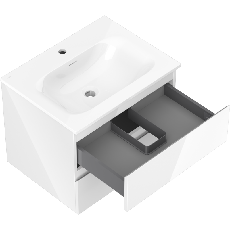 Mexen Orio armoire de salle de bain 60 cm avec lavabo Vela, 2 tiroirs, blanc brillant - 91A10-06047-2-BFF00-W23M00