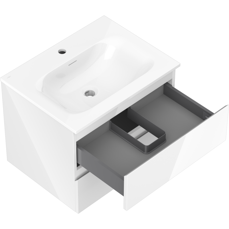 Mexen Orio mueble de baño 60 cm con lavabo Vela, 2 cajones, blanco brillo - 91A10-06047-2-BFF00-W23M00