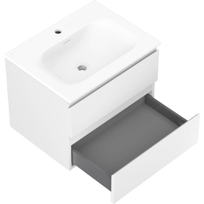 Mexen Orio meuble de salle de bain 60 cm avec lavabo Vela, 2 tiroirs, blanc mat - 91A10-06047-2-BFF01-W23M01