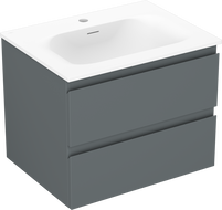 Mexen Orio Badezimmerschrank 60 cm mit Waschbecken Vela, 2 Schubladen, Graphit Matt/Weiß Matt - 91A10-06047-2-BFF66-W23M01