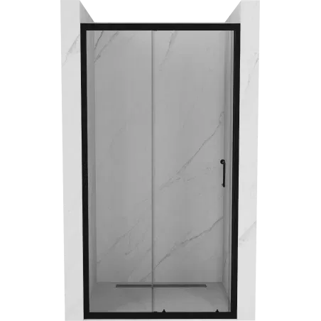 Mexen Apia liukuovellinen suihkuovi 120 cm, läpinäkyvä, musta - 845-120-000-70-00