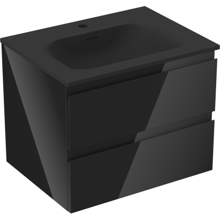 Mexen Orio mobile da bagno 60 cm con lavabo Vela, 2 cassetti, nero lucido/nero opaco - 91A10-06047-2-BFF70-W23M71