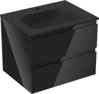 Mexen Orio mobile da bagno 60 cm con lavabo Vela, 2 cassetti, nero lucido/nero opaco - 91A10-06047-2-BFF70-W23M71