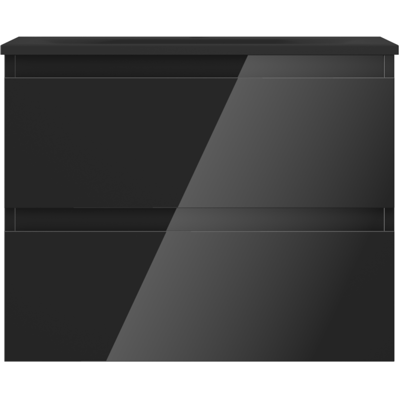 Mexen Orio 60 cm Bathroom Cabinet with Vela Sink, 2 Drawers, Black Gloss/Black Matte - 91A10-06047-2-BFF70-W23M71