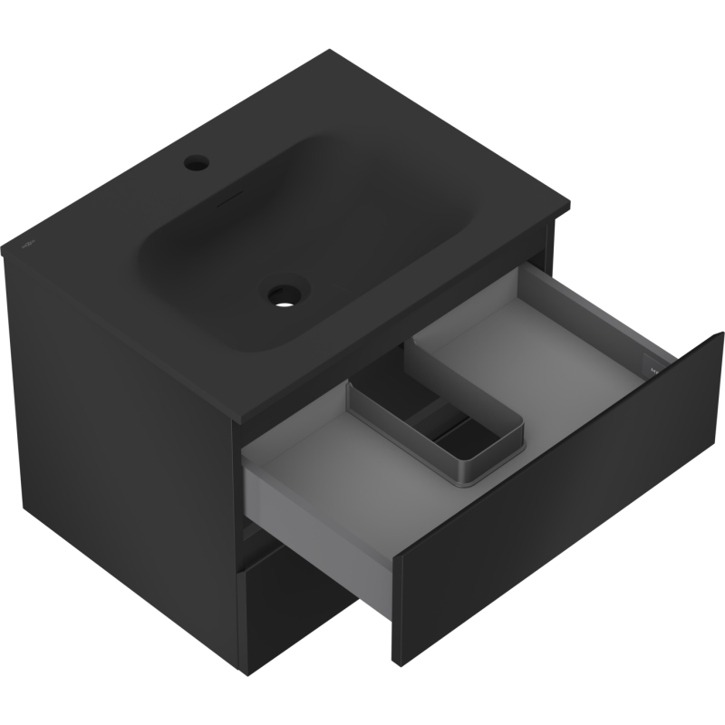 Mexen Orio armadietto da bagno 60 cm con lavabo Vela, 2 cassetti, nero opaco - 91A10-06047-2-BFF71-W23M71