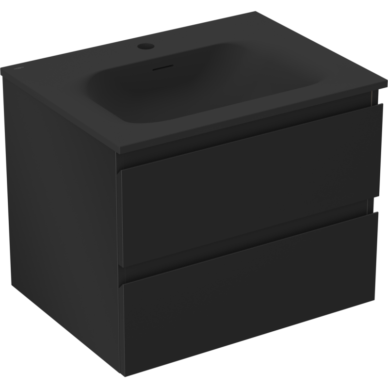 Mexen Orio armario de baño de 60 cm con lavabo Vela, 2 cajones, negro mate - 91A10-06047-2-BFF71-W23M71