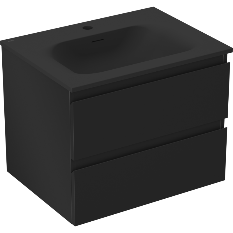 Mexen Orio Badezimmerschrank 60 cm mit Waschbecken Vela, 2 Schubladen, schwarz matt - 91A10-06047-2-BFF71-W23M71