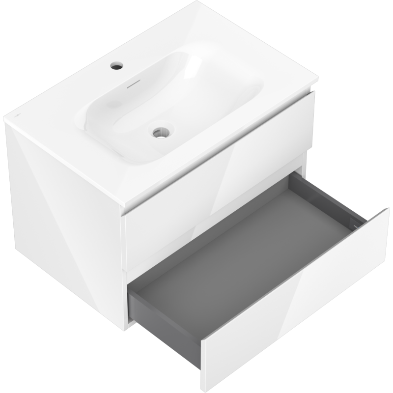 Mexen Orio bathroom cabinet 70 cm with Vela washbasin, 2 drawers, white gloss - 91A10-07047-2-BFF00-W23M00