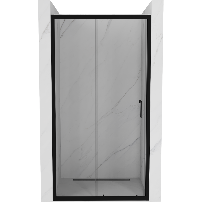 Mexen Apia schowend Duschdier 90 cm, transparent, schwaarz - 845-090-000-70-00