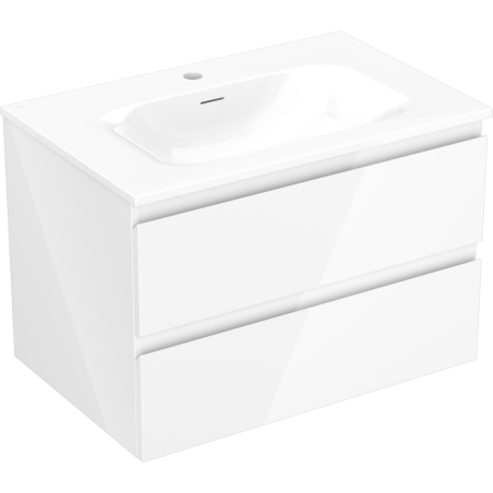 Mexen Orio Badezimmerschrank 70 cm mit Waschbecken Vela, 2 Schubladen, weiß glänzend - 91A10-07047-2-BFF00-W23M00