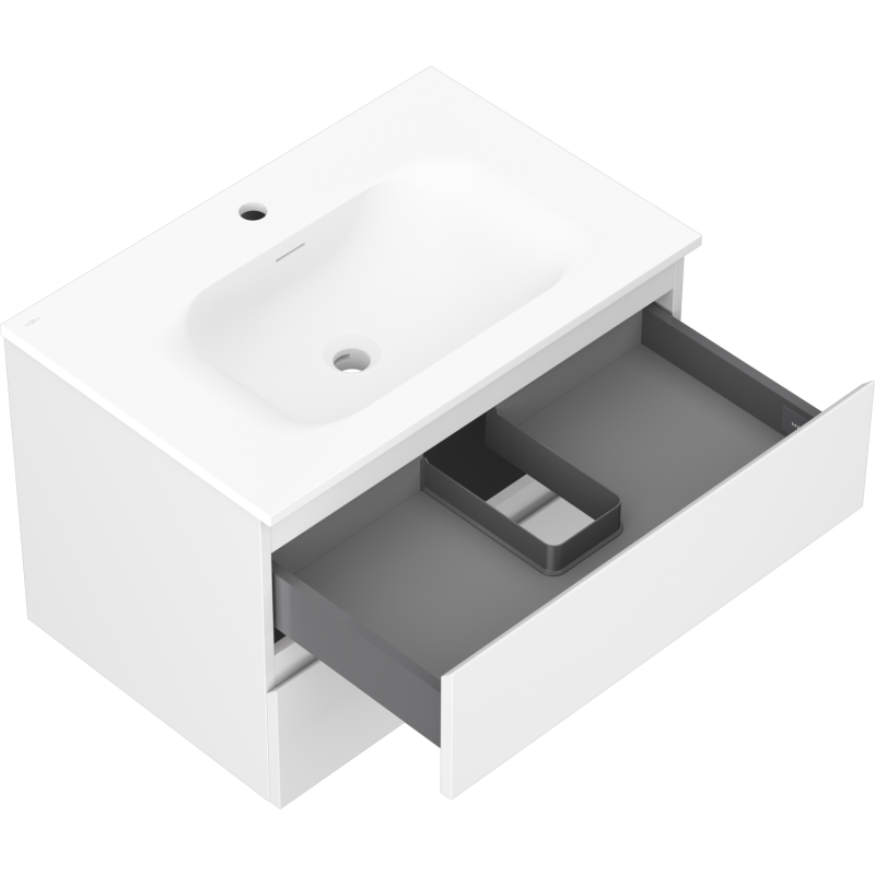 Mexen Orio mueble de baño de 70 cm con lavabo Vela, 2 cajones, blanco mate - 91A10-07047-2-BFF01-W23M01