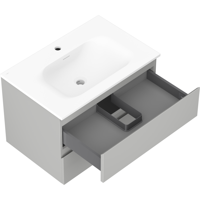 Mexen Orio meuble de salle de bain 70 cm avec lavabo Vela, 2 tiroirs, gris mat/blanc mat - 91A10-07047-2-BFF62-W23M01