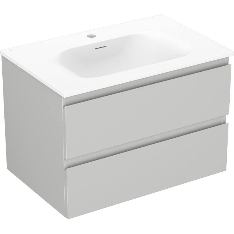 Mexen Orio bathroom cabinet 70 cm with Vela washbasin, 2 drawers, gray matte/white matte - 91A10-07047-2-BFF62-W23M01