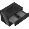 Mexen Orio armario de baño de 70 cm con lavabo Vela, 2 cajones, negro brillante/negro mate - 91A10-07047-2-BFF70-W23M71