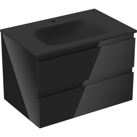 Mexen Orio Bathroom Cabinet 70 cm with Vela Sink, 2 Drawers, Black Gloss/Black Matte - 91A10-07047-2-BFF70-W23M71