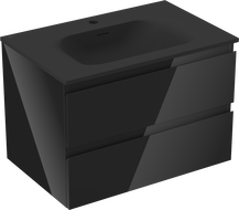 Mexen Orio armario de baño de 70 cm con lavabo Vela, 2 cajones, negro brillante/negro mate - 91A10-07047-2-BFF70-W23M71
