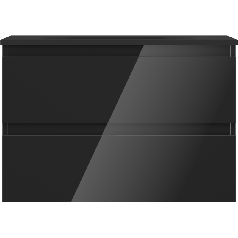 Mexen Orio Badezimmerschrank 70 cm mit Waschbecken Vela, 2 Schubladen, Schwarz Glanz/Schwarz Matt - 91A10-07047-2-BFF70-W23M71