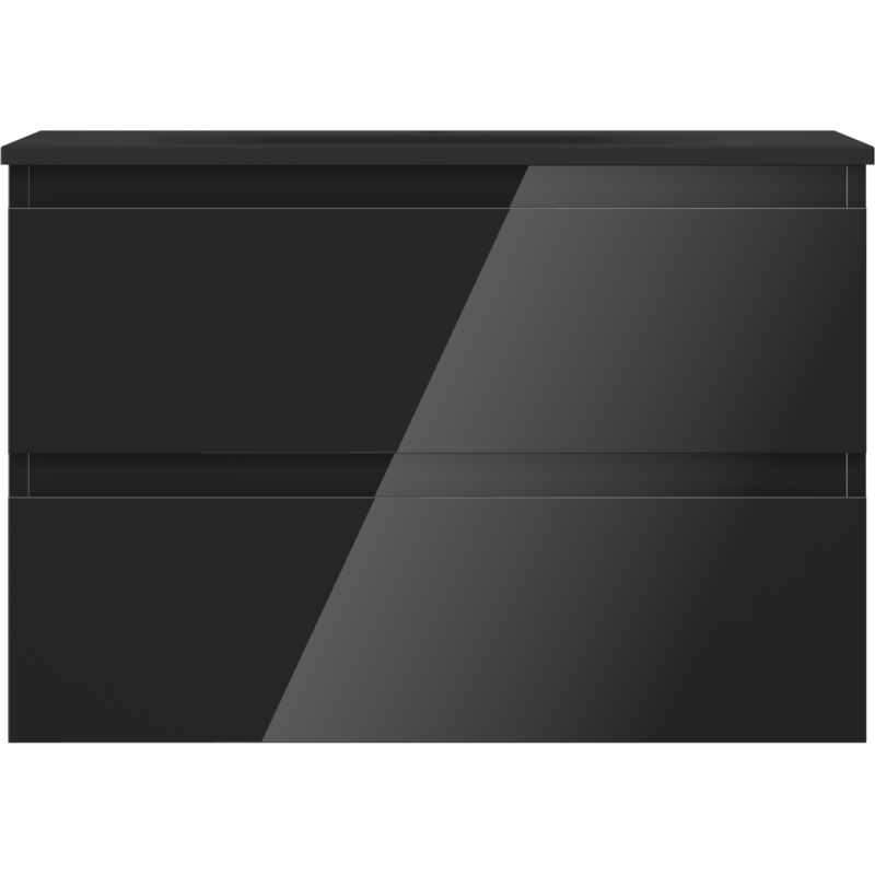 Mexen Orio Bathroom Cabinet 70 cm with Vela Sink, 2 Drawers, Black Gloss/Black Matte - 91A10-07047-2-BFF70-W23M71