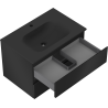 Mexen Orio meuble de salle de bain 70 cm avec lavabo Vela, 2 tiroirs, noir mat - 91A10-07047-2-BFF71-W23M71