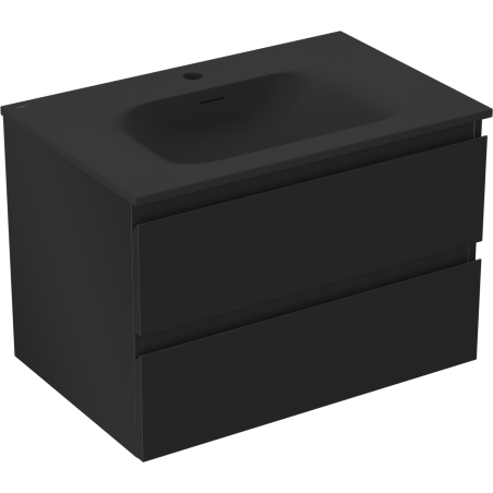 Mexen Orio Badezimmerschrank 70 cm mit Waschbecken Vela, 2 Schubladen, schwarz matt - 91A10-07047-2-BFF71-W23M71
