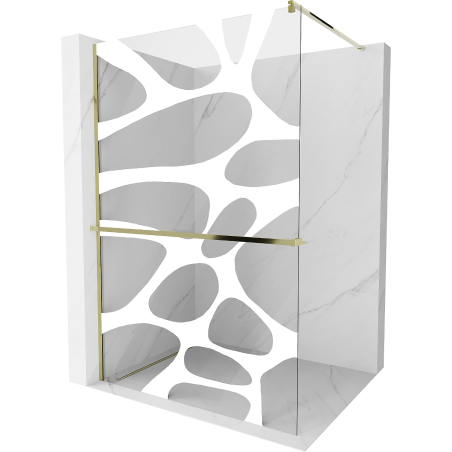 Mexen Kioto+ Duschwand mit Regal Walk-in 70 x 200 cm, weiße Welle, Gold - 800-070-121-50-97