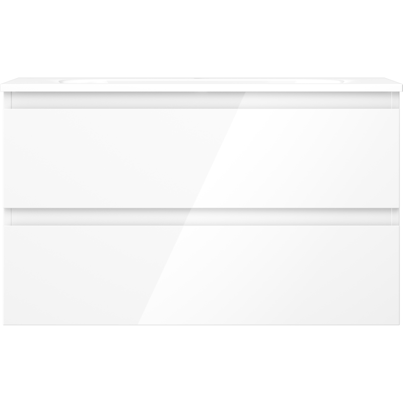 Mexen Orio Badezimmer-Schrank 80 cm mit Waschbecken Vela, 2 Schubladen, weiß glänzend - 91A10-08047-2-BFF00-W23M00
