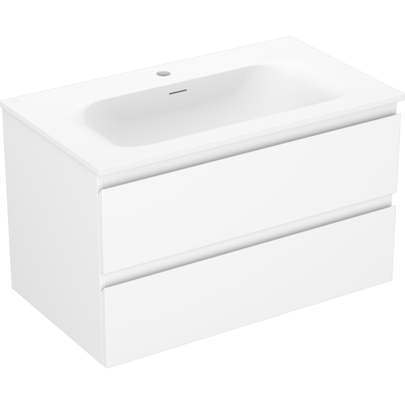 Mexen Orio Badezimmerschrank 80 cm mit Waschbecken Vela, 2 Schubladen, weiß matt - 91A10-08047-2-BFF01-W23M01