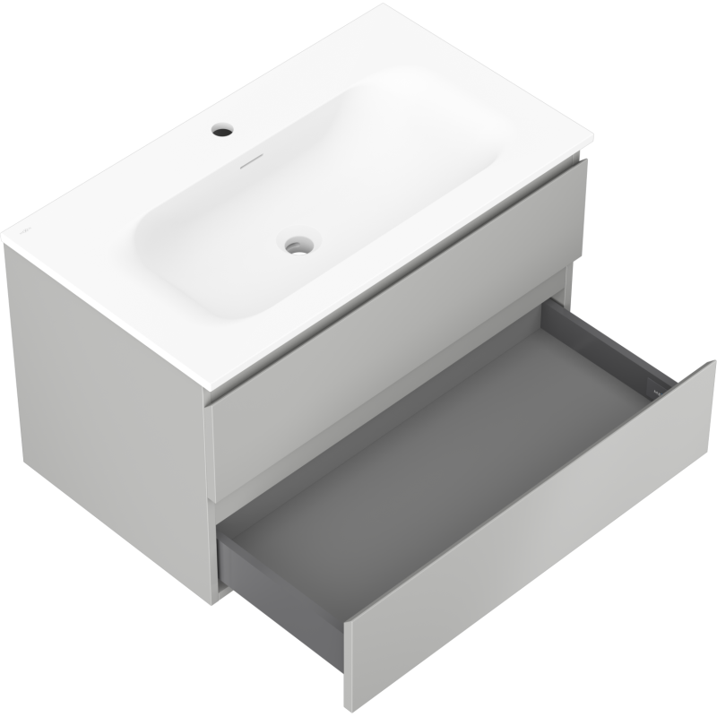 Mexen Orio armario de baño 80 cm con lavabo Vela, 2 cajones, gris mate/blanco mate - 91A10-08047-2-BFF62-W23M01