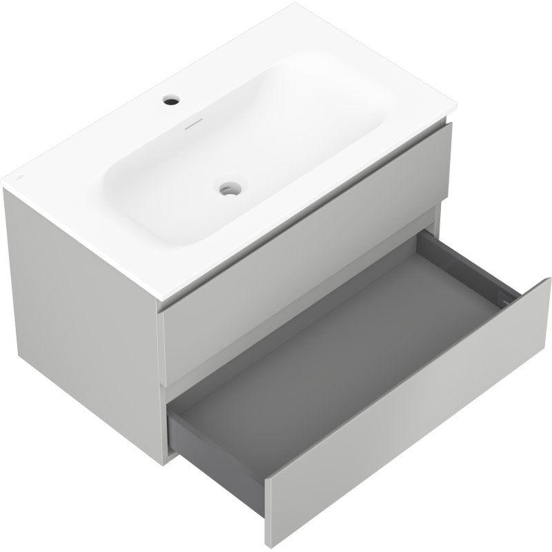 Mexen Orio armário de casa de banho 80 cm com lavatório Vela, 2 gavetas, cinza mate/branco mate - 91A10-08047-2-BFF62-W23M01