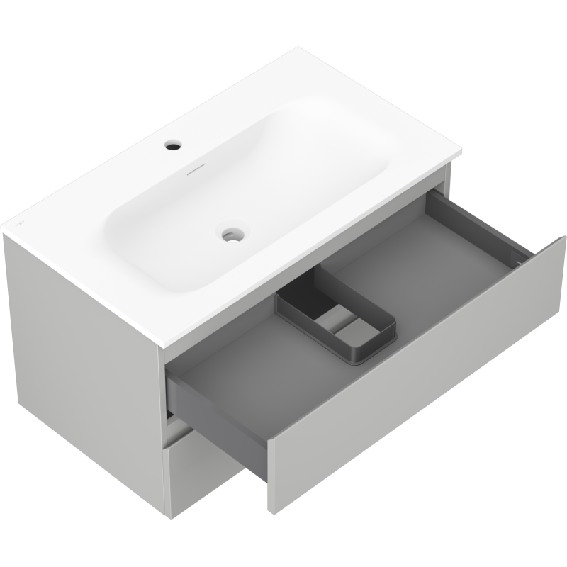 Mexen Orio mobile da bagno 80 cm con lavabo Vela, 2 cassetti, grigio opaco/bianco opaco - 91A10-08047-2-BFF62-W23M01