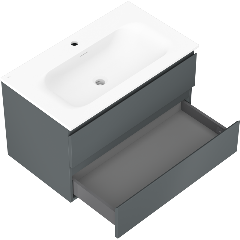 Mexen Orio armadietto da bagno 80 cm con lavabo Vela, 2 cassetti, grafite opaco/bianco opaco - 91A10-08047-2-BFF66-W23M01