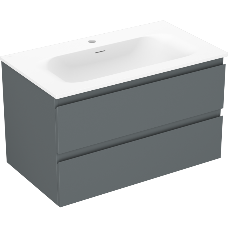 Mexen Orio badkamerkast 80 cm met wastafel Vela, 2 lades, grafiet mat/wit mat - 91A10-08047-2-BFF66-W23M01