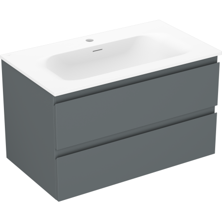 Mexen Orio badkamerkast 80 cm met wastafel Vela, 2 lades, grafiet mat/wit mat - 91A10-08047-2-BFF66-W23M01
