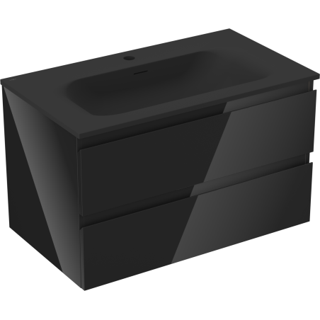Mexen Orio bathroom cabinet 80 cm with sink Vela, 2 drawers, black gloss/black matte - 91A10-08047-2-BFF70-W23M71