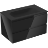 Mexen Orio 80 cm Bathroom Cabinet with Vela Sink, 2 Drawers, Black Gloss/Black Matte - 91A10-08047-2-BFF70-W23M71