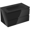 Mexen Orio Badezimmerschrank 80 cm mit Waschbecken Vela, 2 Schubladen, Schwarz Glanz/Schwarz Matt - 91A10-08047-2-BFF70-W23M71