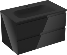 Mexen Orio 80 cm Bathroom Cabinet with Vela Washbasin, 2 Drawers, Black Gloss/Black Matte - 91A10-08047-2-BFF70-W23M71