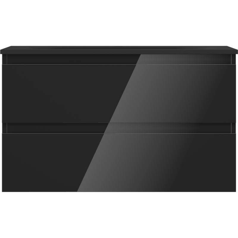 Mexen Orio Badezimmermöbel 80 cm mit Waschbecken Vela, 2 Schubladen, schwarz glänzend/schwarz matt - 91A10-08047-2-BFF70-W23M71