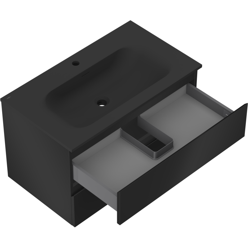 Mexen Orio mobile da bagno 80 cm con lavabo Vela, 2 cassetti, nero opaco - 91A10-08047-2-BFF71-W23M71