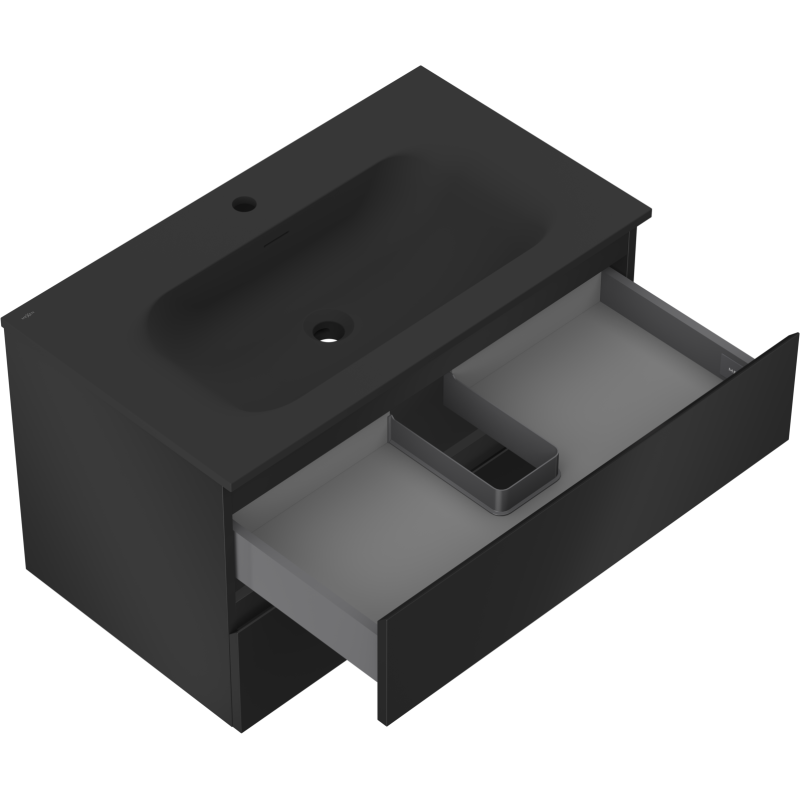 Mexen Orio mueble de baño 80 cm con lavabo Vela, 2 cajones, negro mate - 91A10-08047-2-BFF71-W23M71