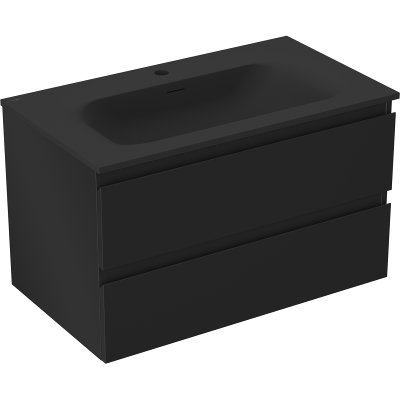 Mexen Orio mueble de baño 80 cm con lavabo Vela, 2 cajones, negro mate - 91A10-08047-2-BFF71-W23M71