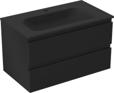 Mexen Orio armoire de salle de bain 80 cm avec lavabo Vela, 2 tiroirs, noir mat - 91A10-08047-2-BFF71-W23M71