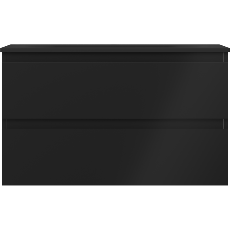 Mexen Orio Badezimmerschrank 80 cm mit Waschbecken Vela, 2 Schubladen, schwarz matt - 91A10-08047-2-BFF71-W23M71