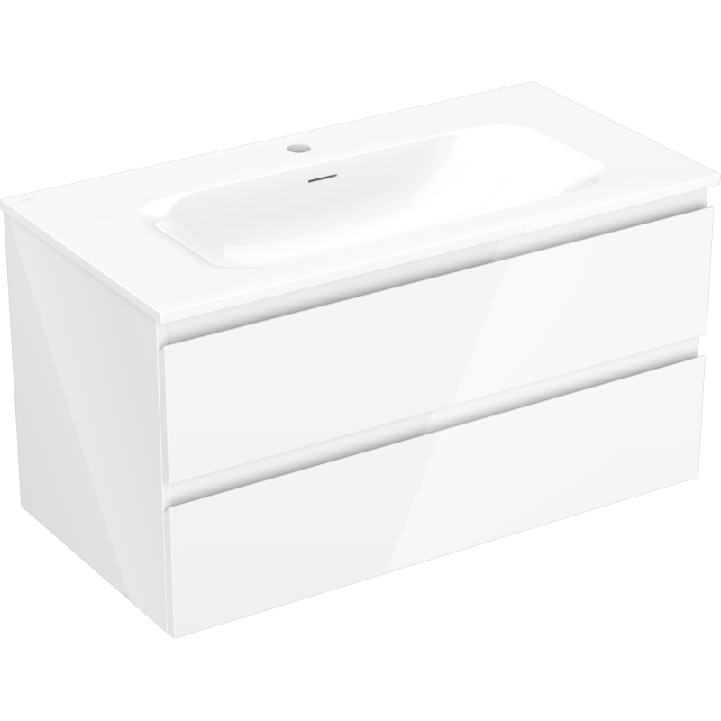Mexen Orio gabinete de baño de 90 cm con lavabo Vela, 2 cajones, blanco brillo - 91A10-09047-2-BFF00-W23M00