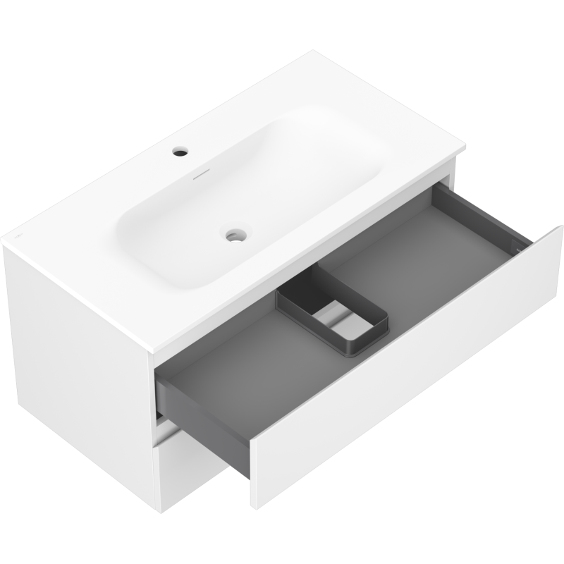 Mexen Orio armario de baño de 90 cm con lavabo Vela, 2 cajones, blanco mate - 91A10-09047-2-BFF01-W23M01