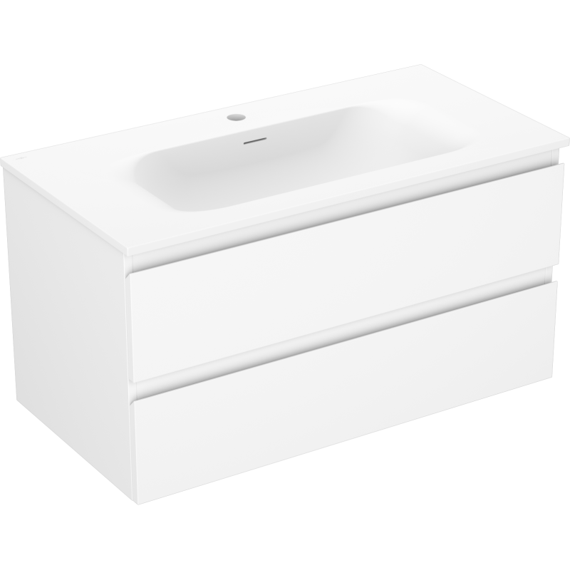 Mexen Orio Badezimmerschrank 90 cm mit Waschbecken Vela, 2 Schubladen, weiß matt - 91A10-09047-2-BFF01-W23M01