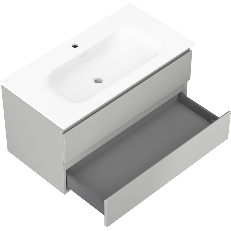 Mexen Orio badkamerkast 90 cm met wastafel Vela, 2 lades, grijs mat/wit mat - 91A10-09047-2-BFF62-W23M01